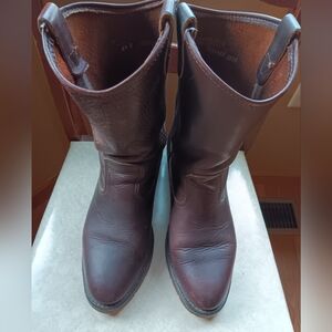 Men's Double H Brown Leather Aeroglide 7 Oil Resistant Boots Size 8 1/2 D